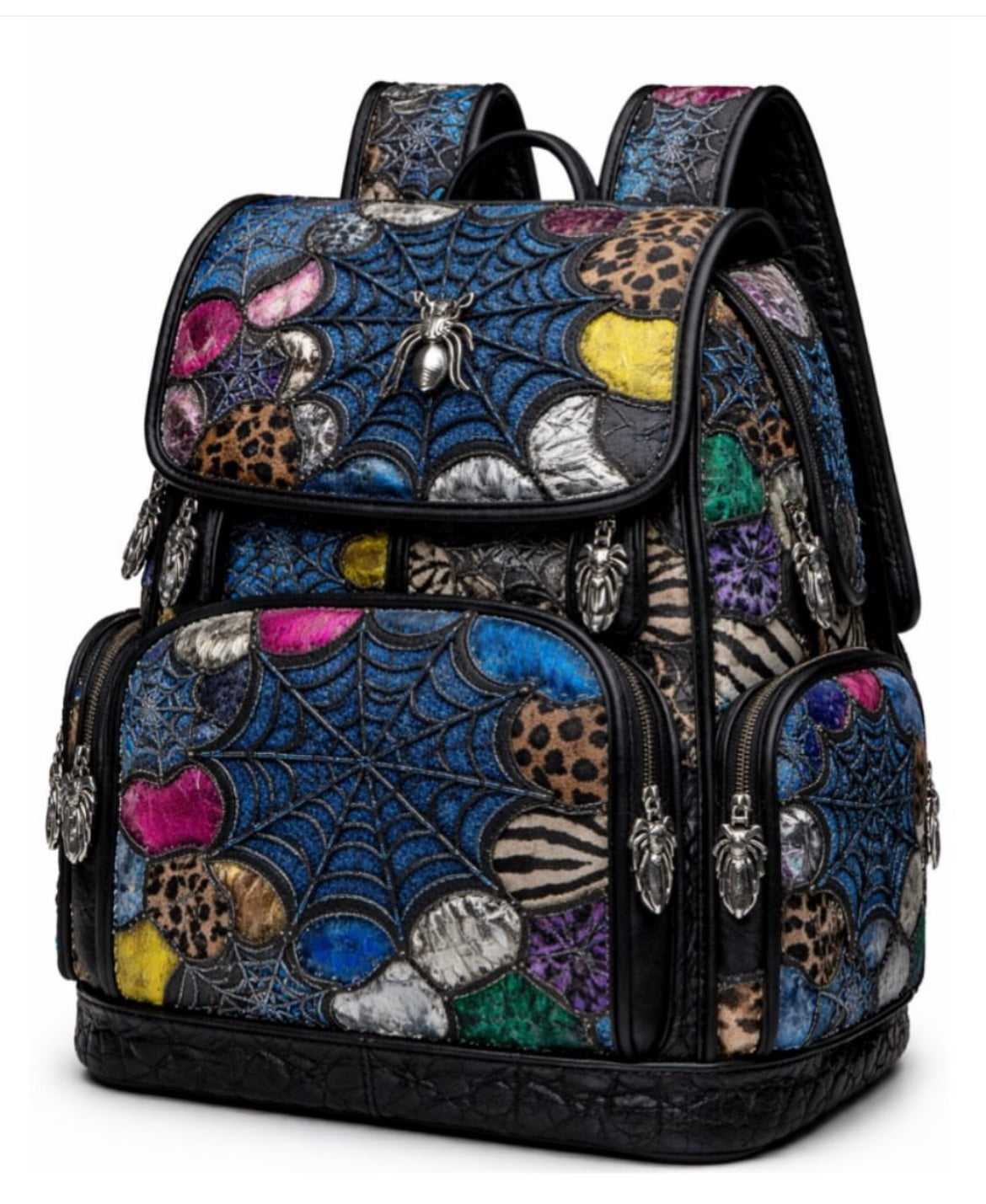 Mosaic web patch leather bag